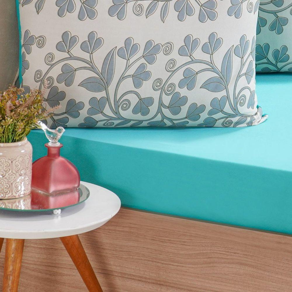 Jogo De Cama Casal Dreams Malha 100% Algodão 138x188x30cm Verde - 3