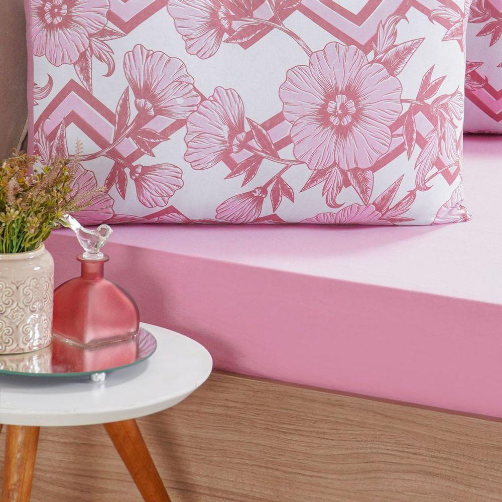 Jogo De Cama Solteiro Dreams Malha 100% Algodão 88x188x25cm Rosa - 2