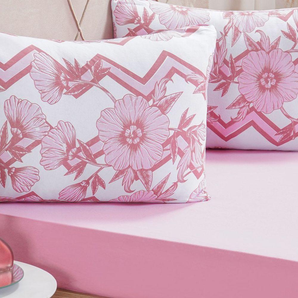Jogo De Cama Solteiro Dreams Malha 100% Algodão 88x188x25cm Rosa - 3