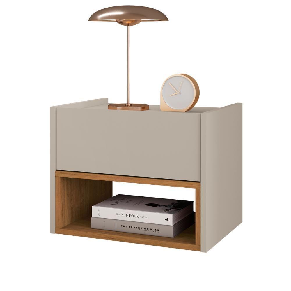 Mesa De Cabeceira Quarto Florença Suspensa Com 1 Gaveta Off White cedro - 1