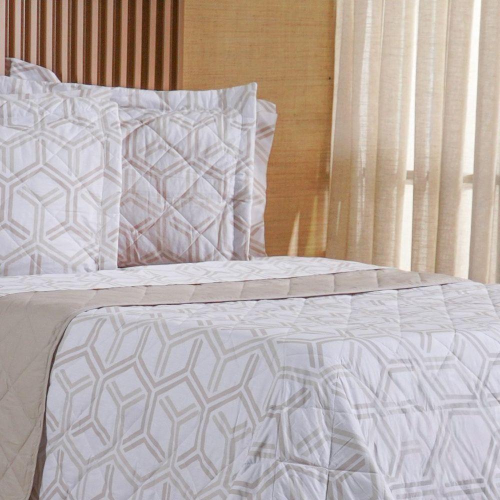 Kit Colcha Casal 200 Fios Estampada New 100% Algodão 220x240cm Rayon - 3