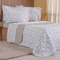 Kit Colcha Casal 200 Fios Estampada New 100% Algodão 220x240cm Rayon - 1
