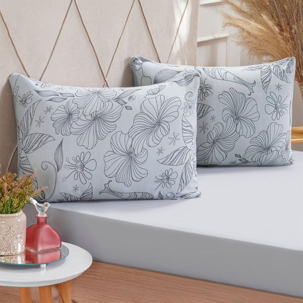 Jogo De Cama Solteiro Dreams Malha 100% Algodão 88x188x25cm Cinza - 1