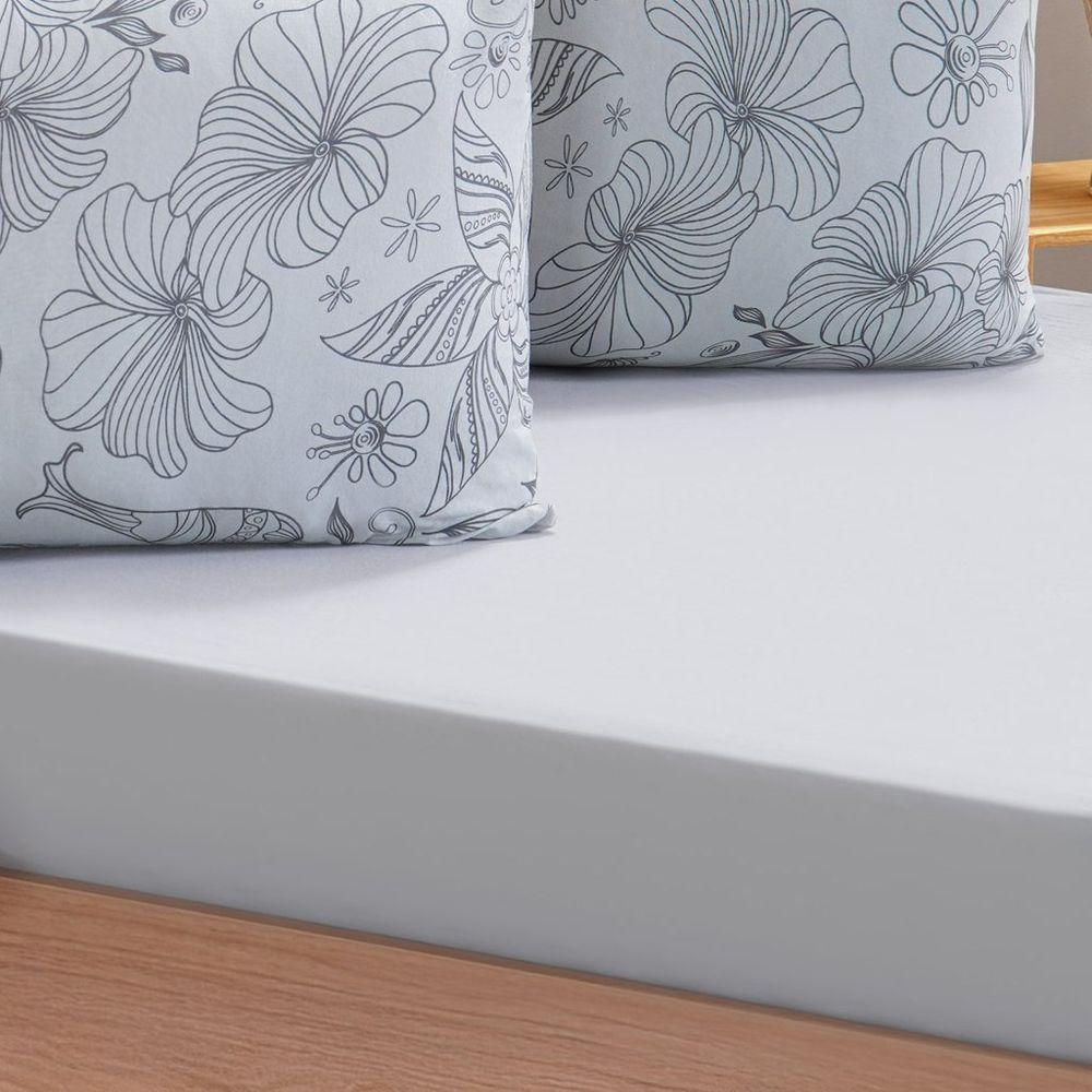 Jogo De Cama Solteiro Dreams Malha 100% Algodão 88x188x25cm Cinza - 3
