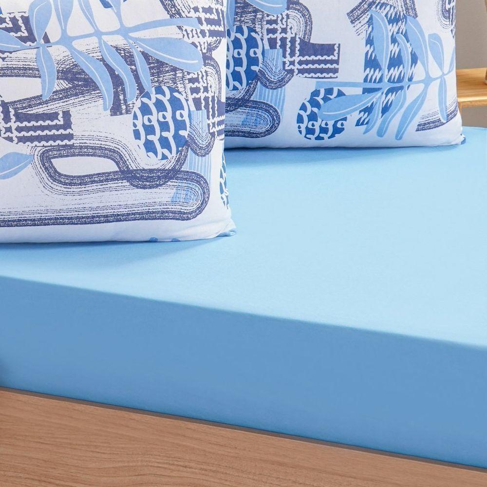 Jogo De Cama Solteiro Dreams Malha 100% Algodão 88x188x25cm Azul - 3