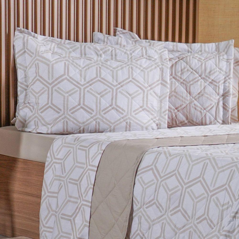 Kit Colcha Queen 200 Fios Estampada New 100% Algodão 240x260cm Rayon - 2