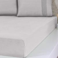 Jogo De Cama Casal Malha 3 Pçs Bella Cama 100% Algodão 138x188x30cm Cinza - 2