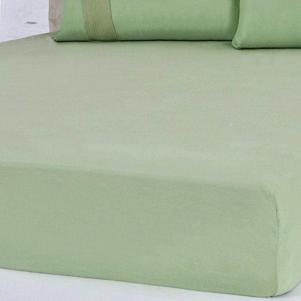 Jogo De Cama King Malha 3 Pçs Bella Cama 100% Algodão 193x203x40cm Verde - 2