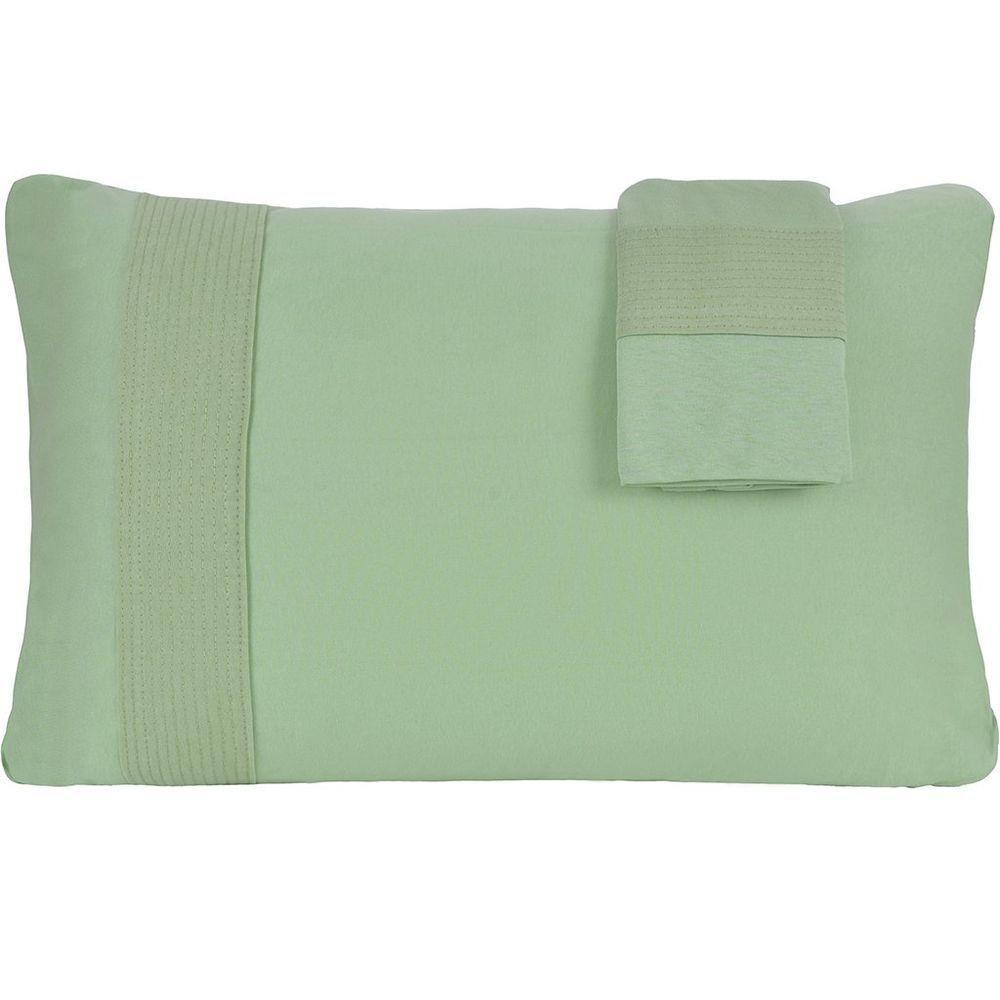 Jogo De Cama King Malha 3 Pçs Bella Cama 100% Algodão 193x203x40cm Verde - 5