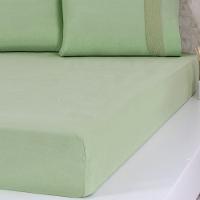Jogo De Cama King Malha 3 Pçs Bella Cama 100% Algodão 193x203x40cm Verde