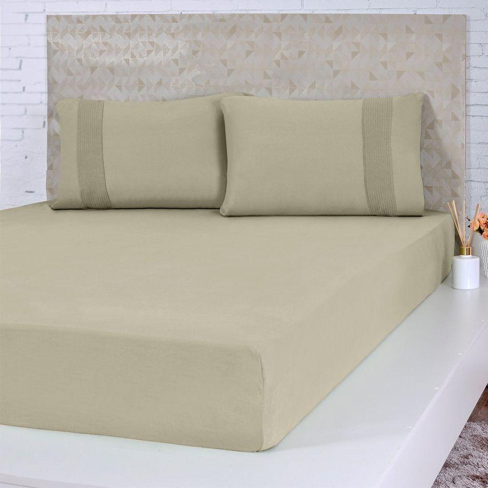 Jogo De Cama King Malha 3 Pçs Bella Cama 100% Algodão 193x203x40cm Avelã - 1