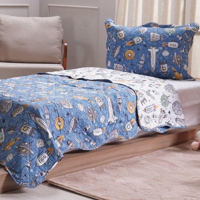 Kit Colcha Solteiro Ultra Lisse New Kids Rolinho 160x220cm Space