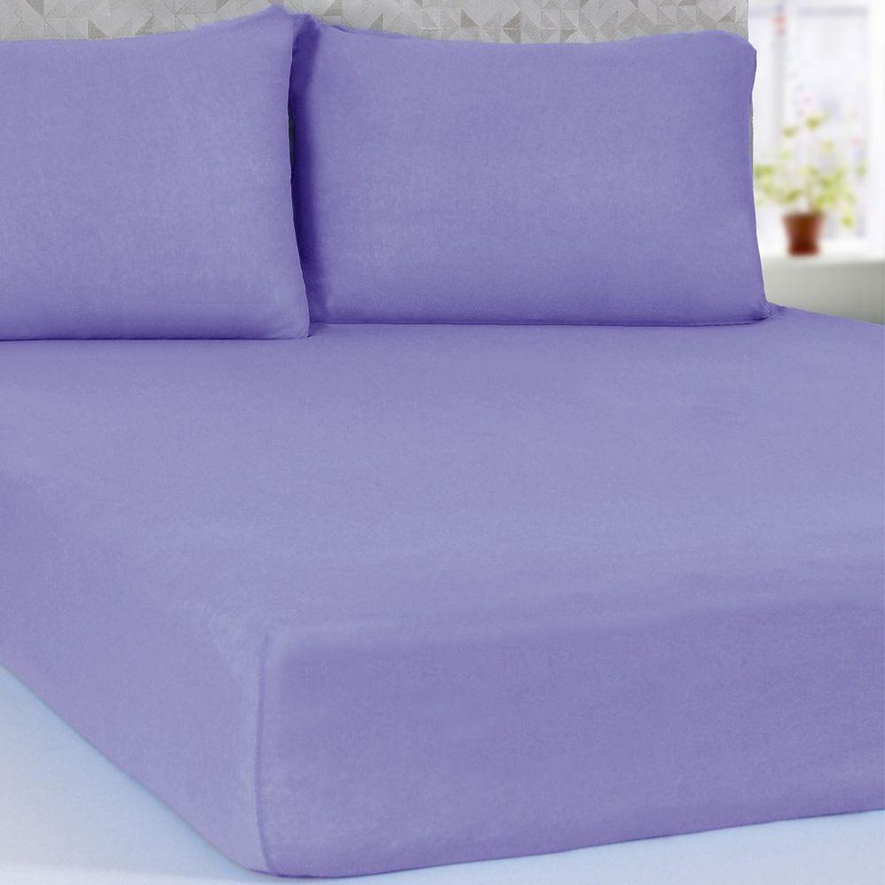 Jogo De Cama Casal Serena 3 Pçs Malha 100% Algodão 138x188x23cm Lilás - 2