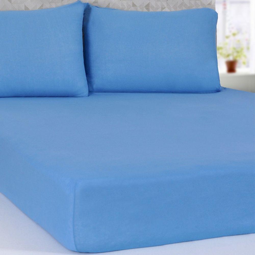 Jogo De Cama Queen Serena 3 Pçs Malha 100% Algodão 158x198x30cm Azul - 2