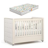 Berço Americano Tutto New Off White Com Capitonê New Boucle E Colchão Gazin - Matic - 1