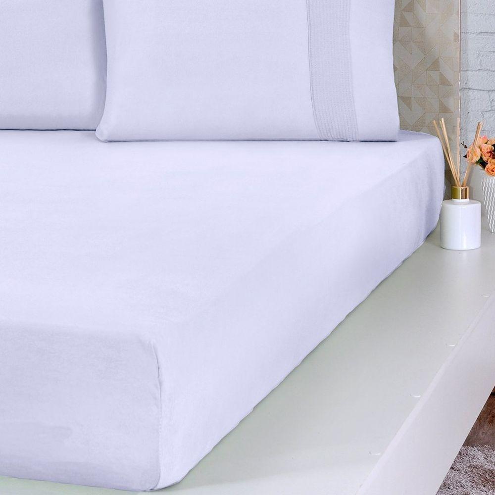 Jogo De Cama Casal Malha 3 Pçs Bella Cama 100% Algodão 138x188x30cm Branco - 3