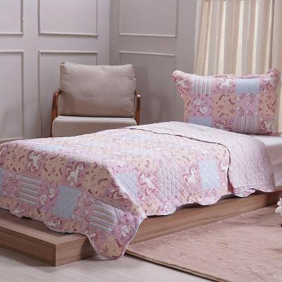 Kit Colcha Solteiro Ultra Lisse New Kids Rolinho 160x220cm Unicórnio
