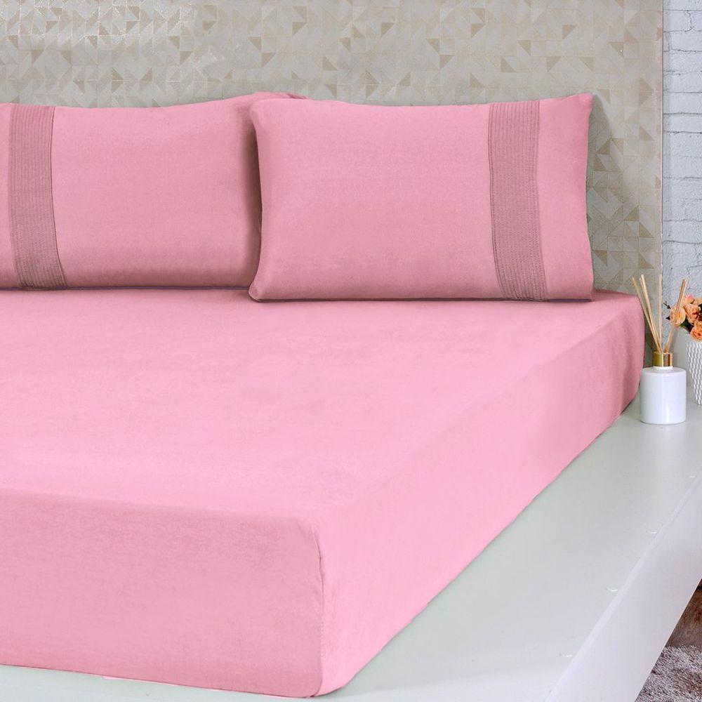 Jogo De Cama King Malha 3 Pçs Bella Cama 100% Algodão 193x203x40cm Coral - 3