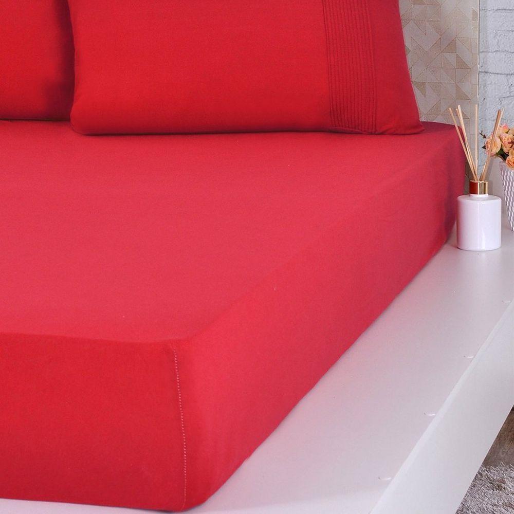 Jogo De Cama King Malha 3 Pçs Bella Cama 100% Algodão 193x203x40cm Vermelho - 2