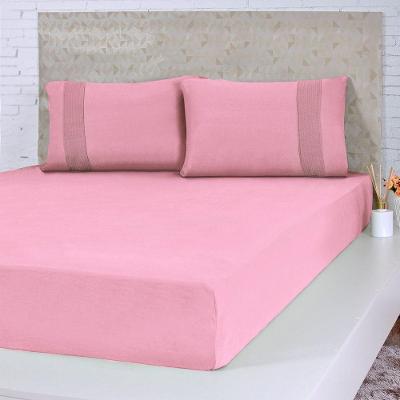Jogo De Cama Solteiro Malha 3 Pçs Bella Cama 100% Algodão 88x188x30cm Coral