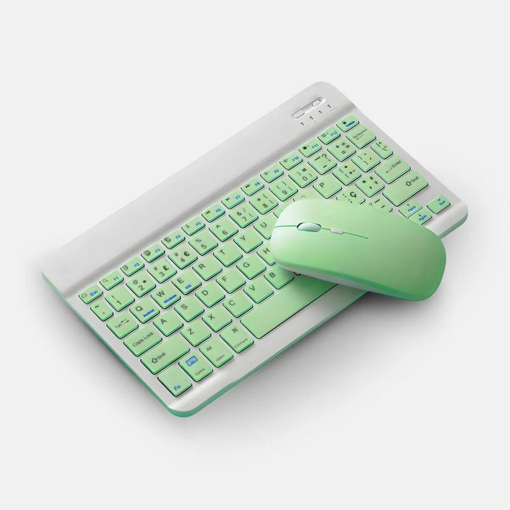 Kit Teclado + Mouse Verde Sem Fio Slim Com Conexão Bluetooth - 1