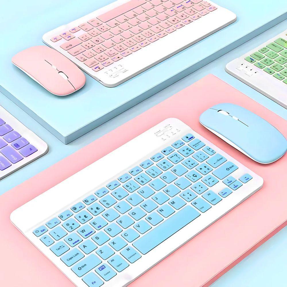 Kit Teclado + Mouse Verde Sem Fio Slim Com Conexão Bluetooth - 4