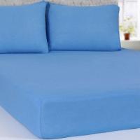 Jogo De Cama Solteiro Serena 3 Pçs Malha 100% Algodão 88x188x23cm Azul - 2