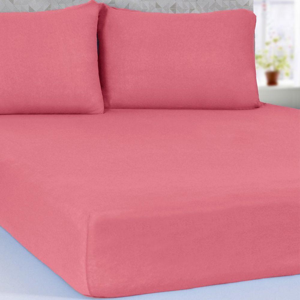 Jogo De Cama Casal Serena 3 Pçs Malha 100% Algodão 138x188x23cm Goiaba - 2