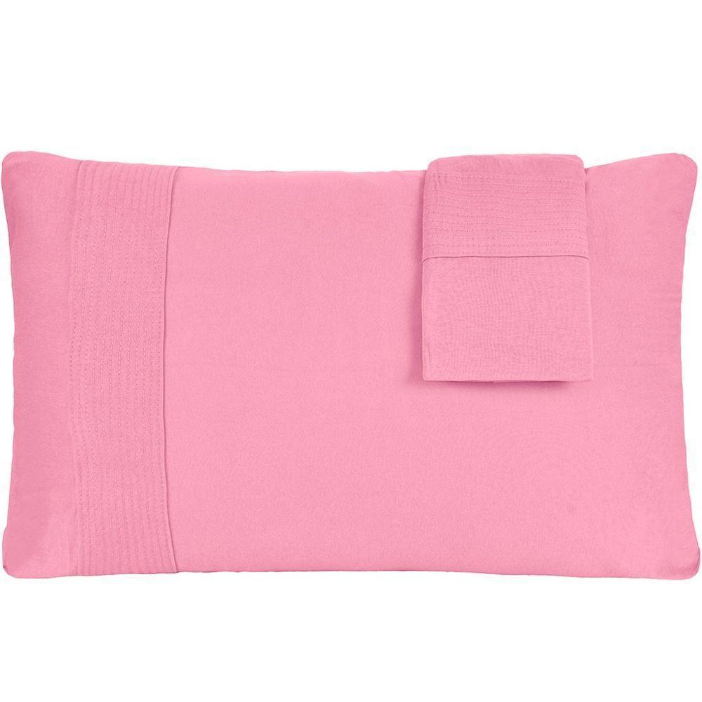 Jogo De Cama Casal Malha 3 Pçs Bella Cama 100% Algodão 138x188x30cm Coral - 5