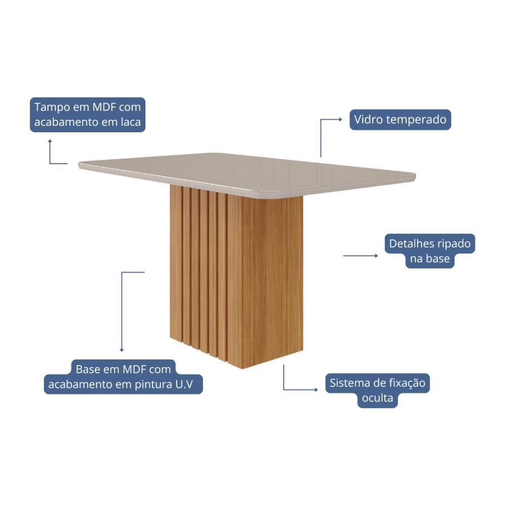 Mesa De Jantar 130cm Com 4 Lugares Ana Nature/off White Cimol Móveis - 2