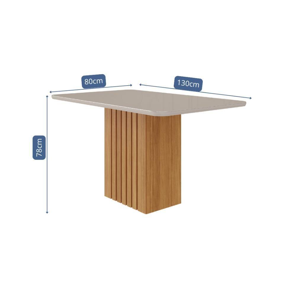 Mesa De Jantar 130cm Com 4 Lugares Ana Nature/off White Cimol Móveis - 3
