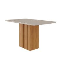 Mesa De Jantar 130cm Com 4 Lugares Ana Nature/off White Cimol Móveis - 1