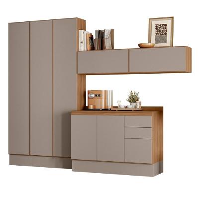 Módulos De Escritório Acácia 280cm 7 Portas 3 Gavetas Rodapé Ipe fendy