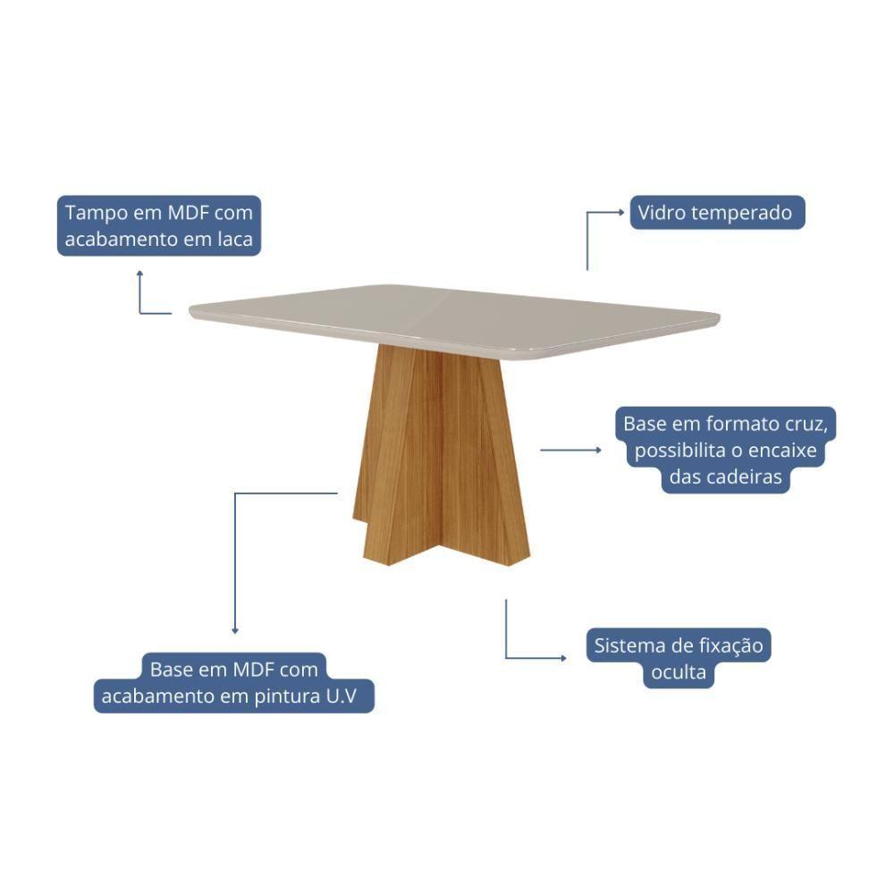 Mesa De Jantar Com 4 Lugares 130cm Patricia Nature/off White Cimol Móveis - 2