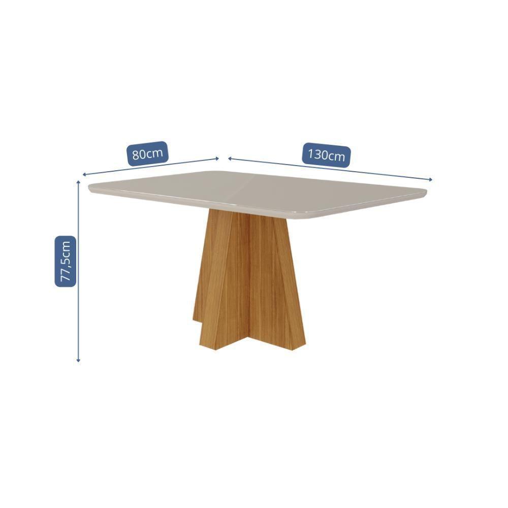 Mesa De Jantar Com 4 Lugares 130cm Patricia Nature/off White Cimol Móveis - 3