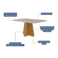 Mesa De Jantar Com 4 Lugares 130cm Patricia Nature/off White Cimol Móveis - 2