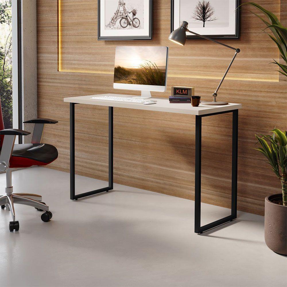 Escrivaninha Office 0,90 Klm Móveis Preto Com Off White - 2