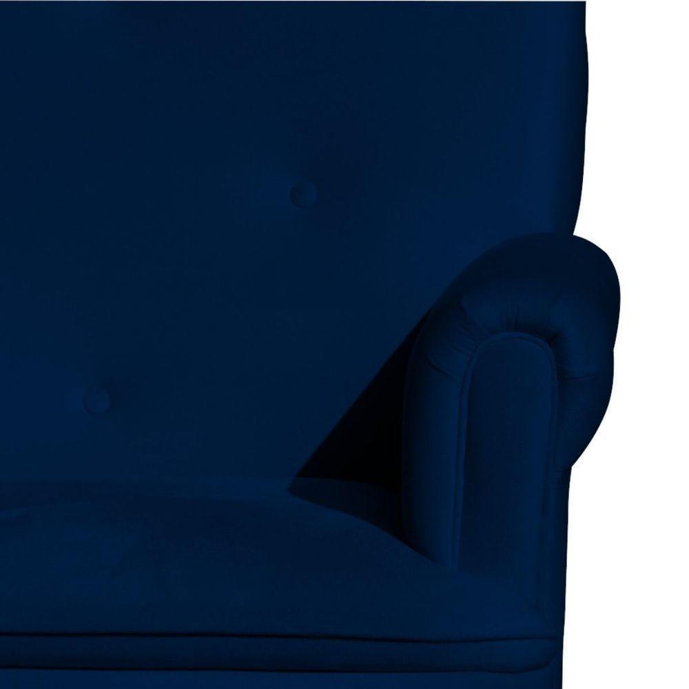 Poltrona De Amamentação Com Balanço E Puff Lara Veludo Azul Marinho - 7