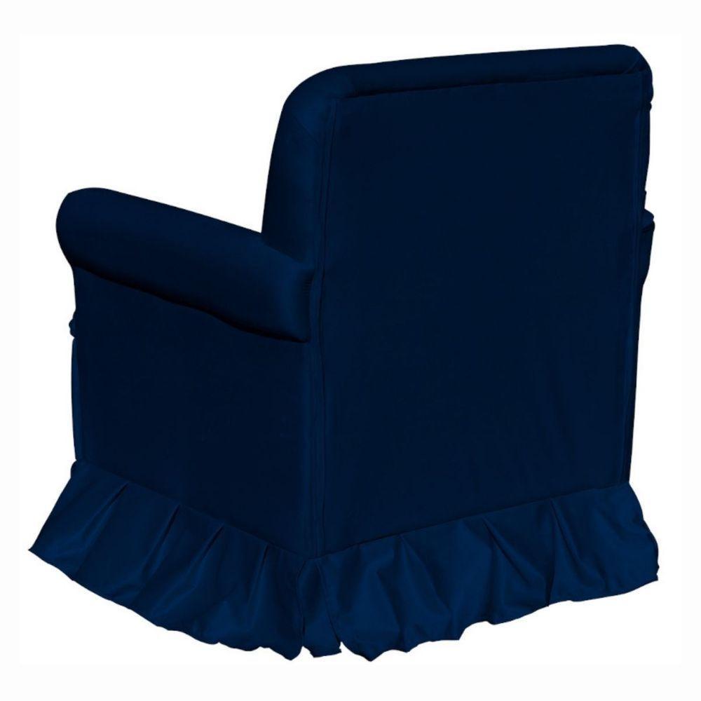 Poltrona De Amamentação Com Balanço E Puff Lara Veludo Azul Marinho - 8