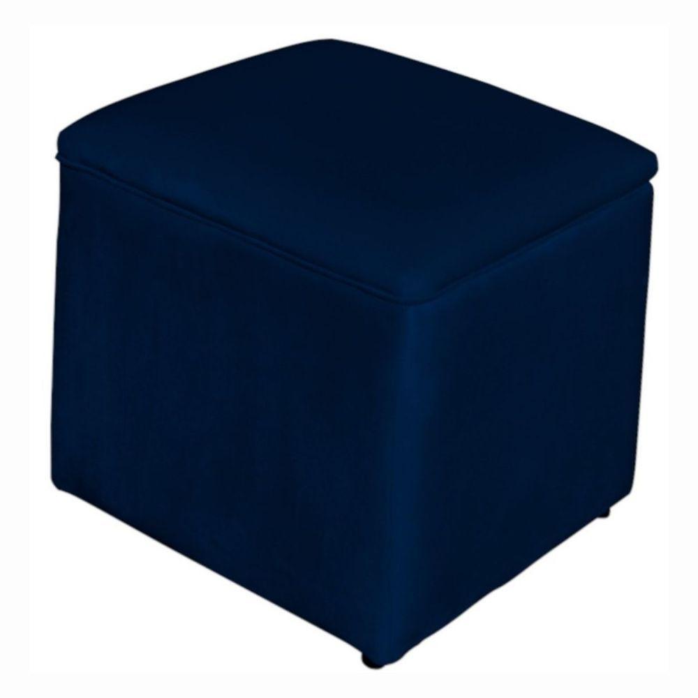 Poltrona De Amamentação Com Balanço E Puff Lara Veludo Azul Marinho - 10