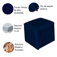 Poltrona De Amamentação Com Balanço E Puff Lara Veludo Azul Marinho - 5