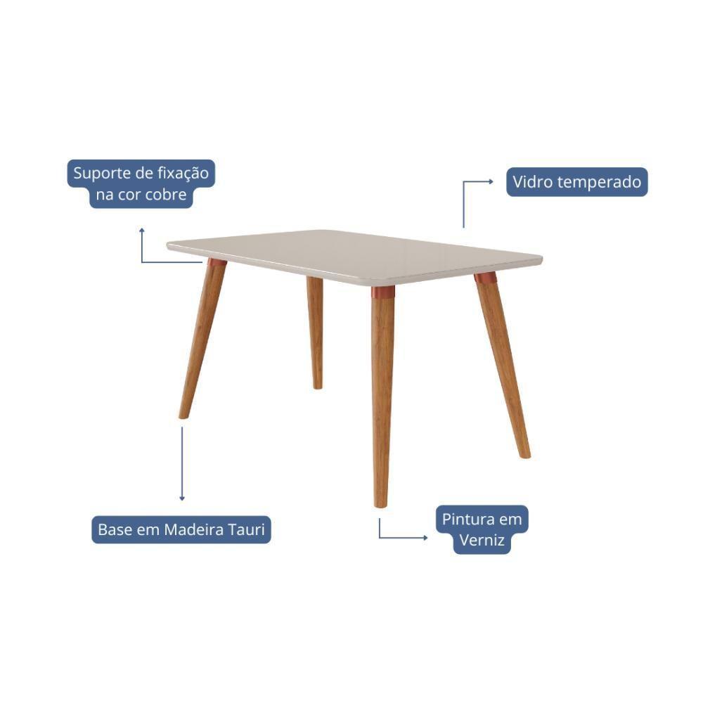 Mesa De Jantar Com 4 Lugares 130cm Adele Madeira/off White Cimol Móveis - 2