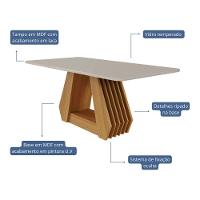 Mesa De Jantar Com 6 Lugares 180cm Agata Nature/off White Cimol Móveis - 3