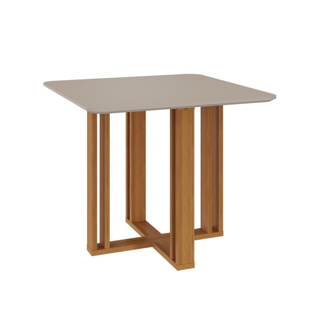 Mesa De Jantar Quadrada Com 4 Lugares Flora Nature/off White Cimol Móveis - 1