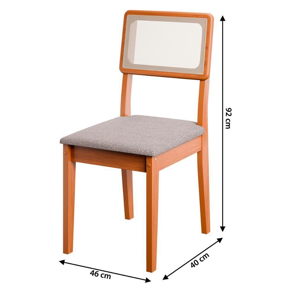 Kit Mesa Jantar Santiago 160 Com Tampo De Vidro E 6 Cadeiras Cinamomo/preto/nevoa Boucle - 4