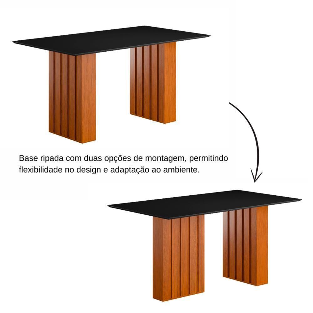 Kit Mesa Jantar Santiago 160 Com Tampo De Vidro E 6 Cadeiras Cinamomo/preto/nevoa Boucle - 5