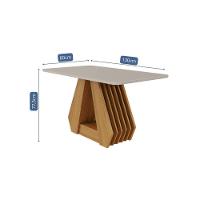 Mesa De Jantar Em Mdf Com Tampo De Vidro 130 Cm Agata Off White/nature Cimol Móveis - 2