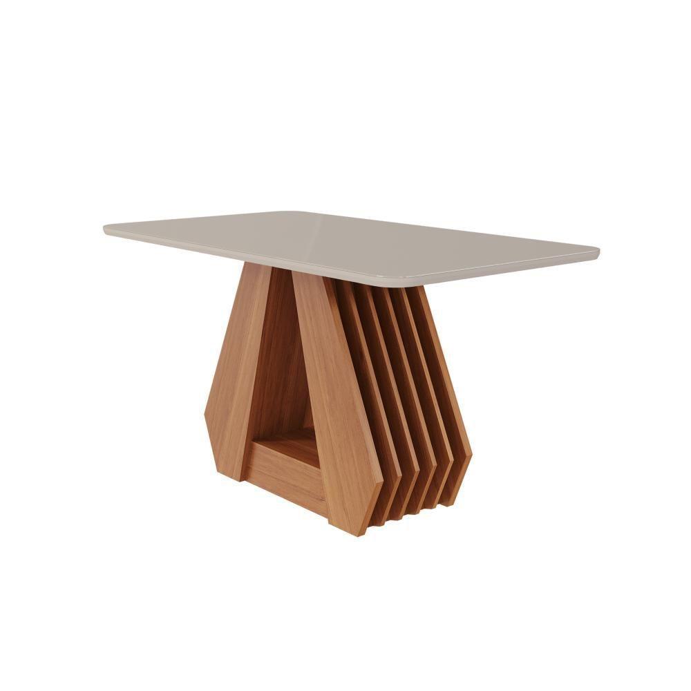 Mesa De Jantar Em Mdf Com Tampo De Vidro 130 Cm Agata Cinamomo/off White Cimol Móveis - 1