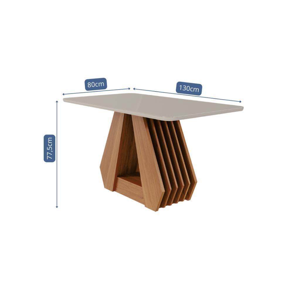 Mesa De Jantar Em Mdf Com Tampo De Vidro 130 Cm Agata Cinamomo/off White Cimol Móveis - 2