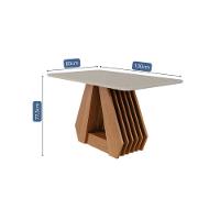 Mesa De Jantar Em Mdf Com Tampo De Vidro 130 Cm Agata Cinamomo/off White Cimol Móveis - 2